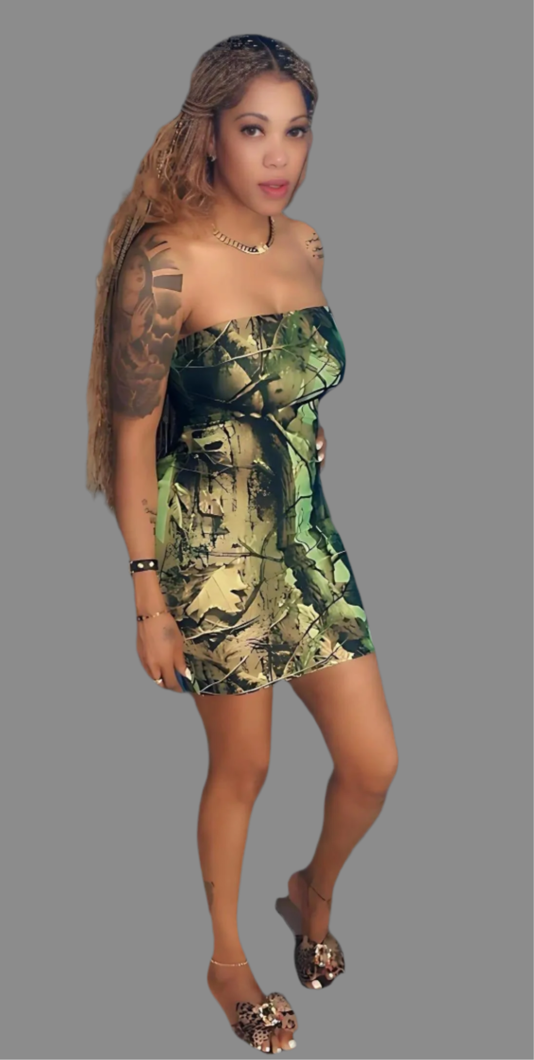 Jeanelle Multi Tree Tube Dress Women Summer dress