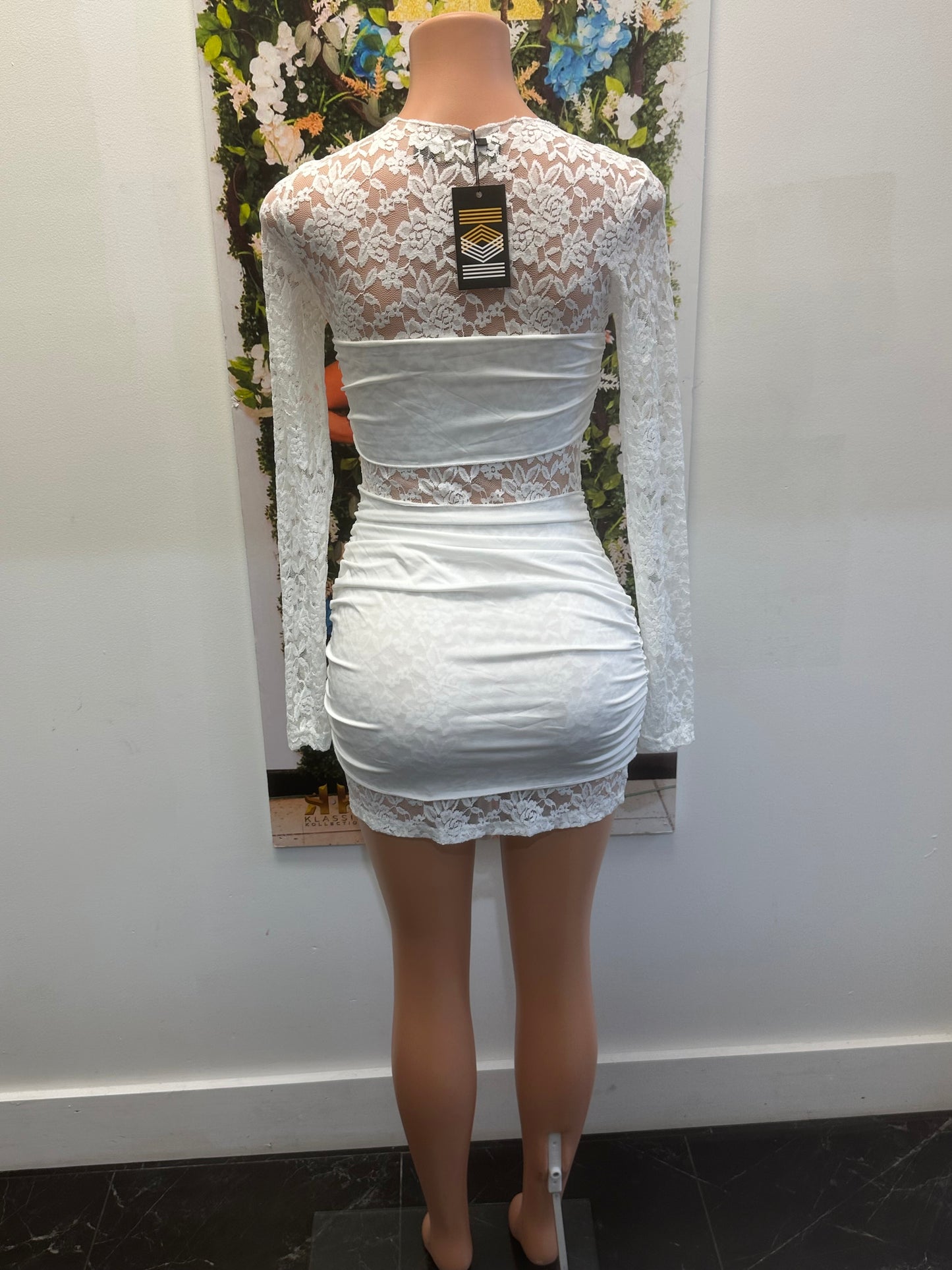 Luxe Lace Draped Bodycon Dress