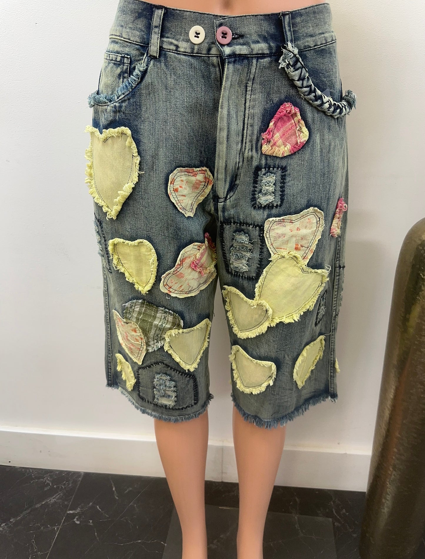 heather women jeans shorts and blouse