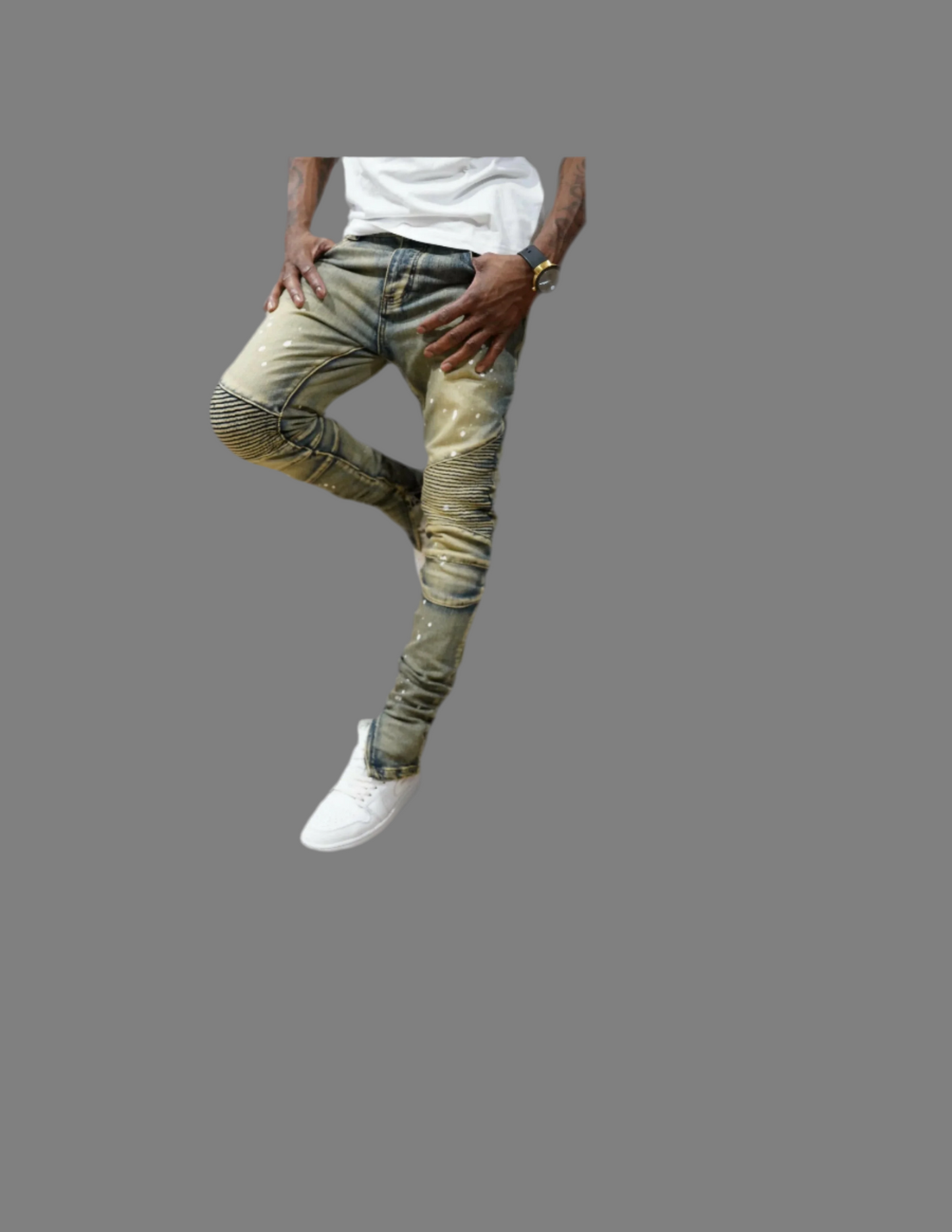 Klassik Men Weiro Stretch Nude Color Zip Open Foot men Jeans Pants are a unique and innovative addition to any wardrobe.