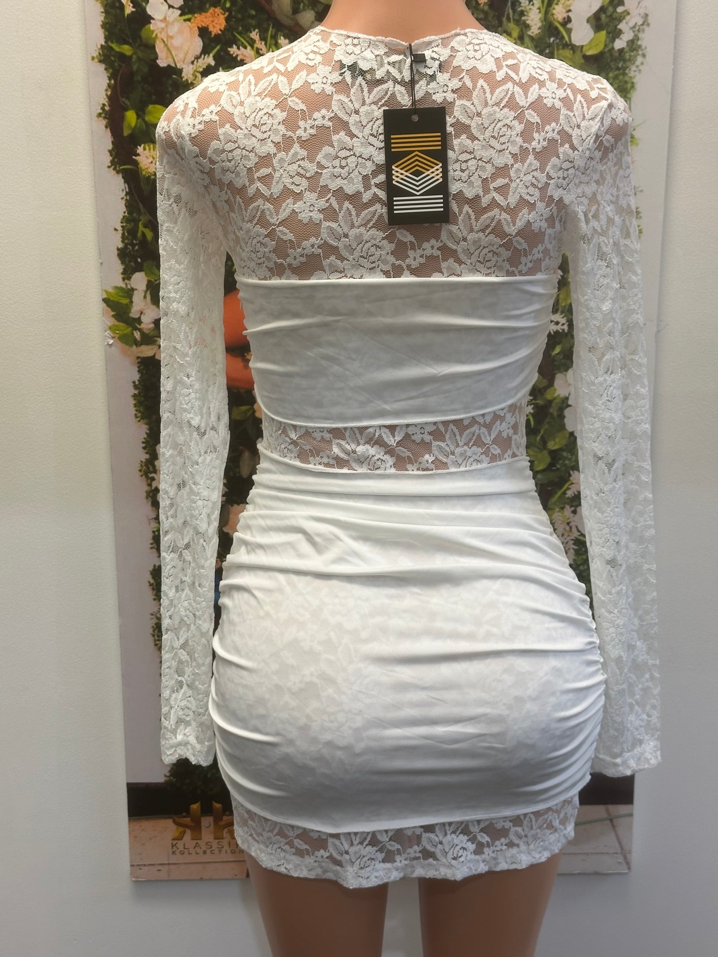 Luxe Lace Draped Bodycon Dress