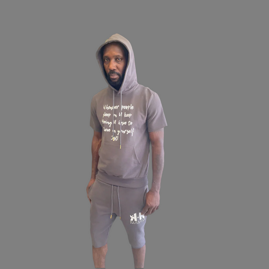 KK High Quality Cotton Men Shorts and Pull over Tracksuit DTG Printing 2 piece Hoodie Short Sleeve and Shorts Set.