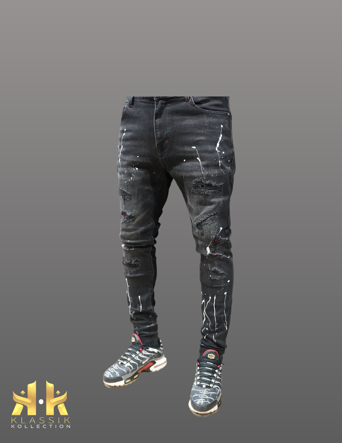 Men High Quality Designer Men Stretch Ripped paint splash skinny fit jeans street style klassik brand name men jeans pants