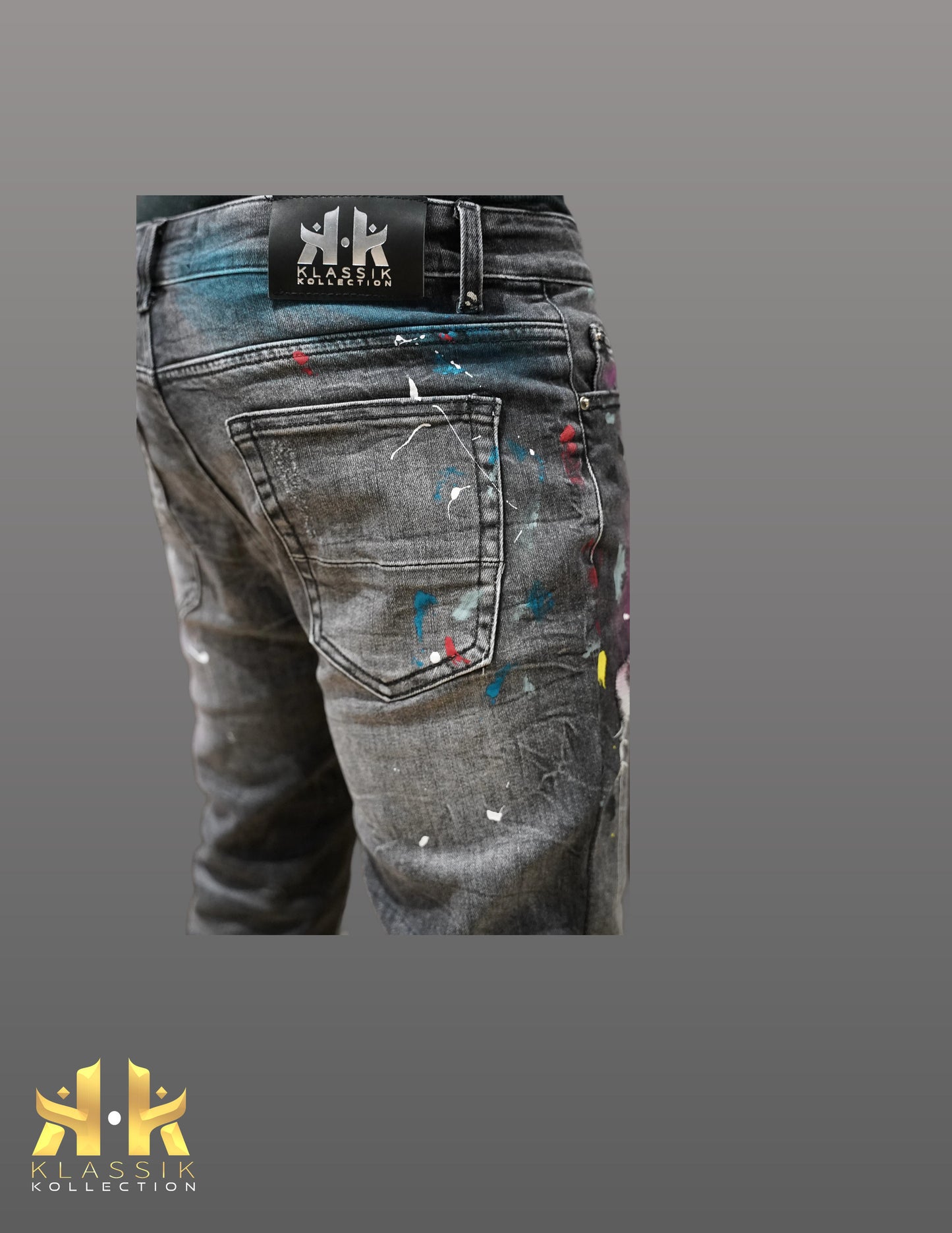 Men acid wash splash design stretch rippled jeans High Quality Designer Stretch Ripped paint splash skinny fit jeans street style klassik brand name men jeans