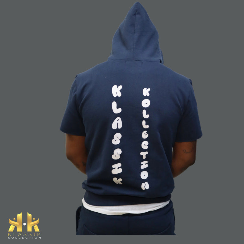 KK High Quality Cotton Men Shorts and Pull over Tracksuit DTG Printing 2 piece Hoodie Short Sleeve and Shorts Set